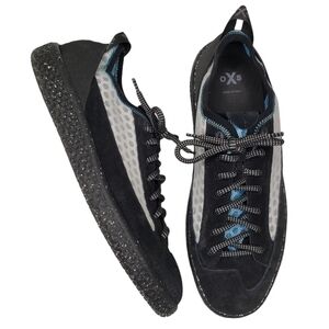 OXS | NIB Italian Made Rubber Sole Black Mesh Webbed Suede Sneakers Men's 11.5